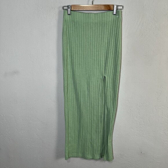 Urban Outfitters‎ Out From Under Suki Ribbed Cardigan Maxi Skirt Set Green Sz XS - Picture 4 of 12